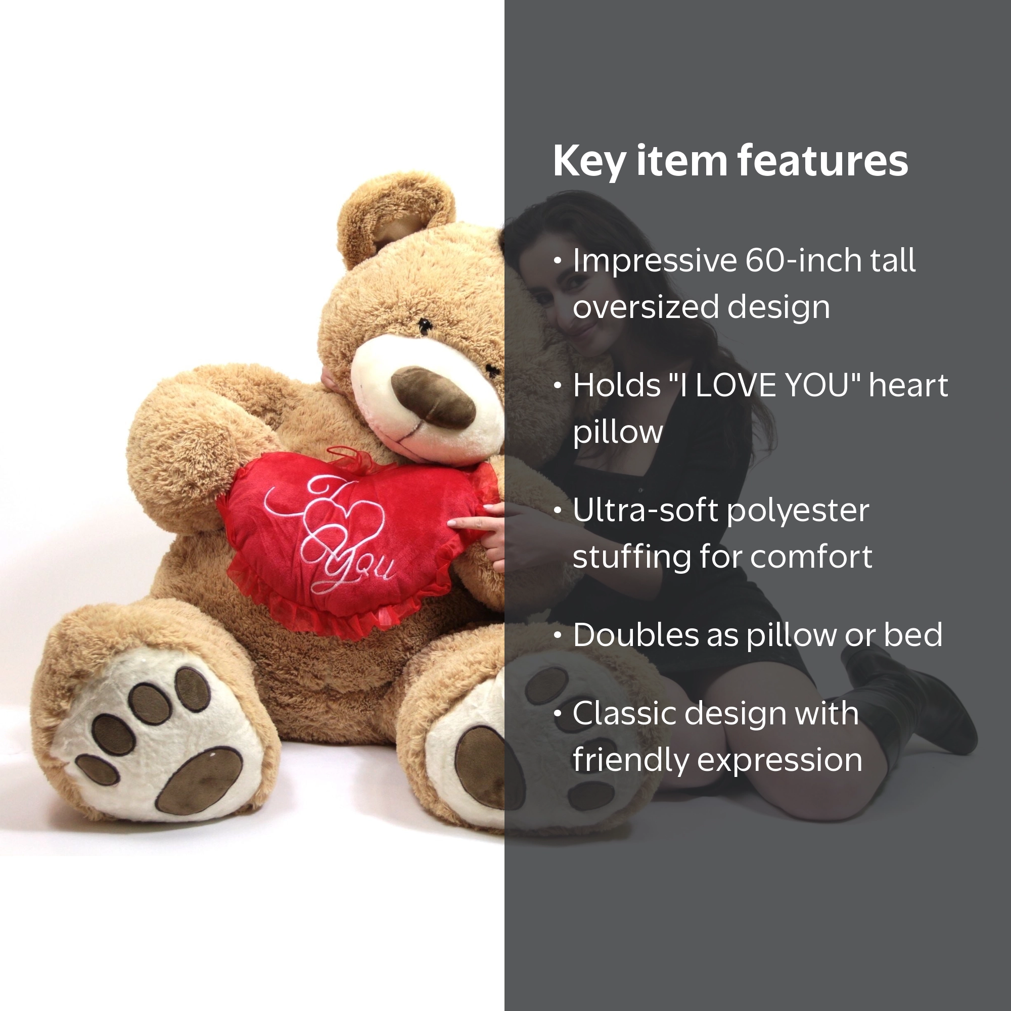 Big Plush, Giant Teddy Bear, 5 Foot Valentine Soft Plush Hug