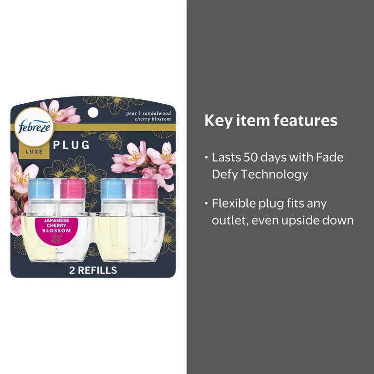 Febreze, Plug In Air Freshener, Japanese Cherry Blossom, 2 Refill