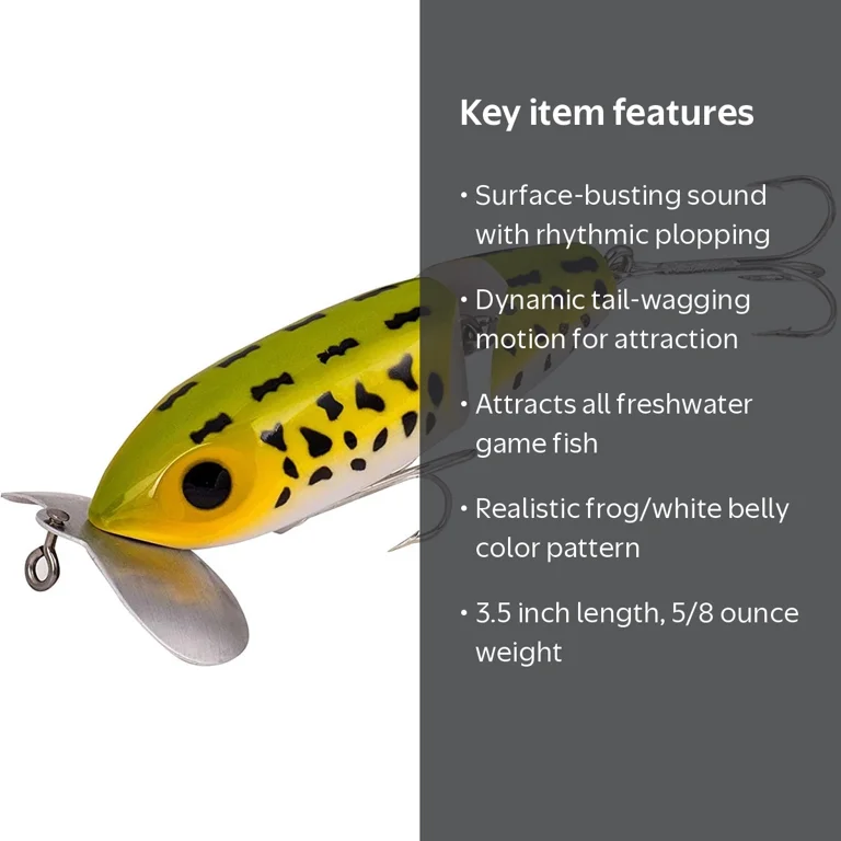 Arbogast Jointed Jitterbug 5/8 oz Fishing Lure - Frog/White Belly