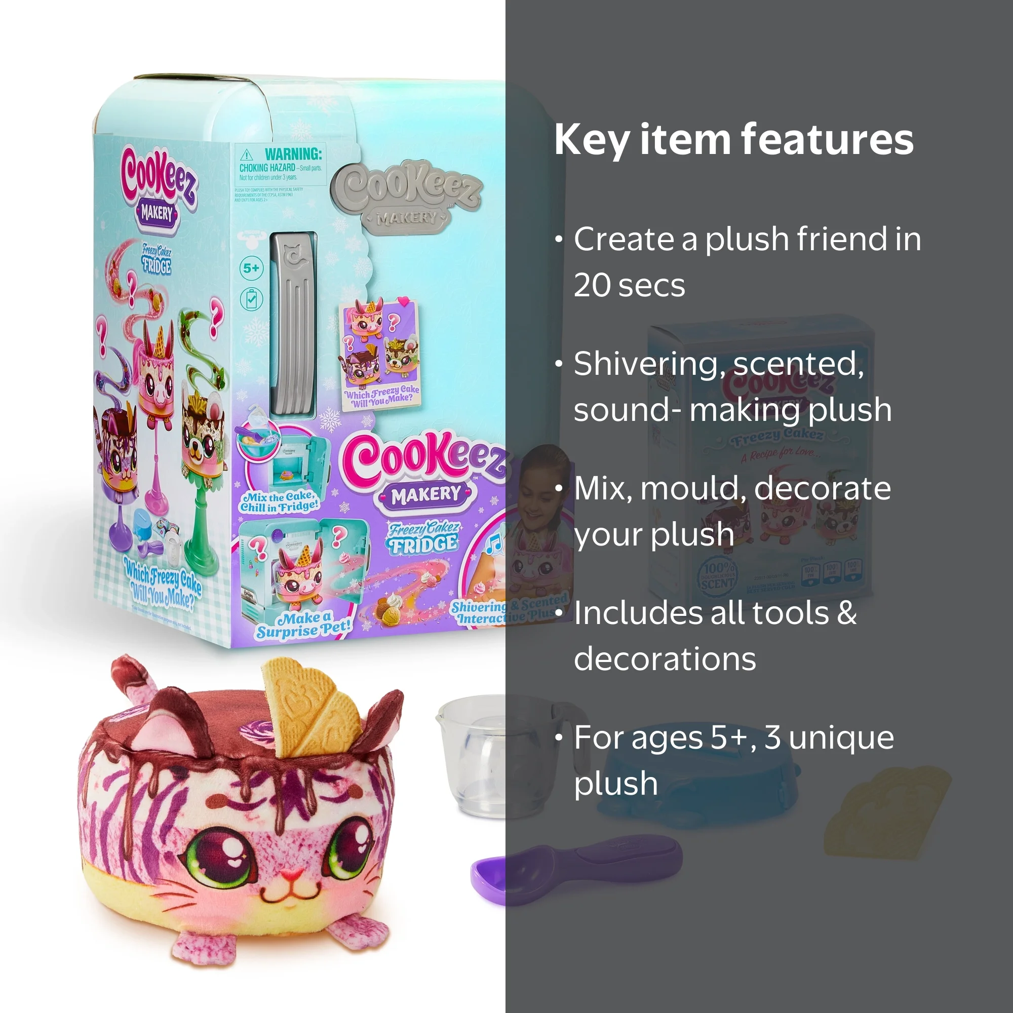 Cookeez Makery, Frozen Plush Toy, Freezy Cakez, Interactive