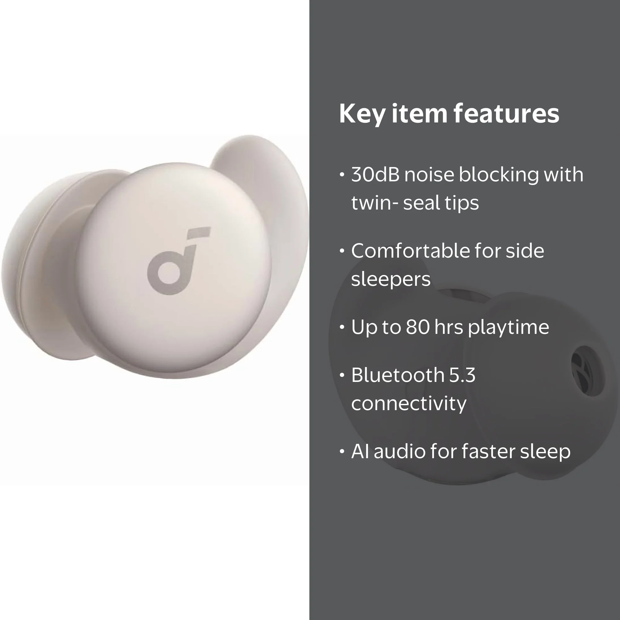 Soundcore Sleep A20 Wireless Earbuds, 30dB Noise Reduction, 80H