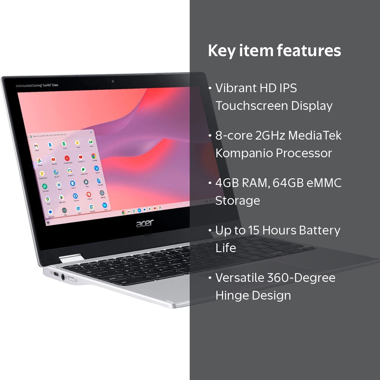 Acer Chromebook Spin 311 Convertible Touchscreen Laptop, 11.6” HD