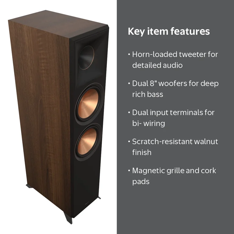Klipsch RP-8000F II Floorstanding Speaker - Walnut - Walmart.com