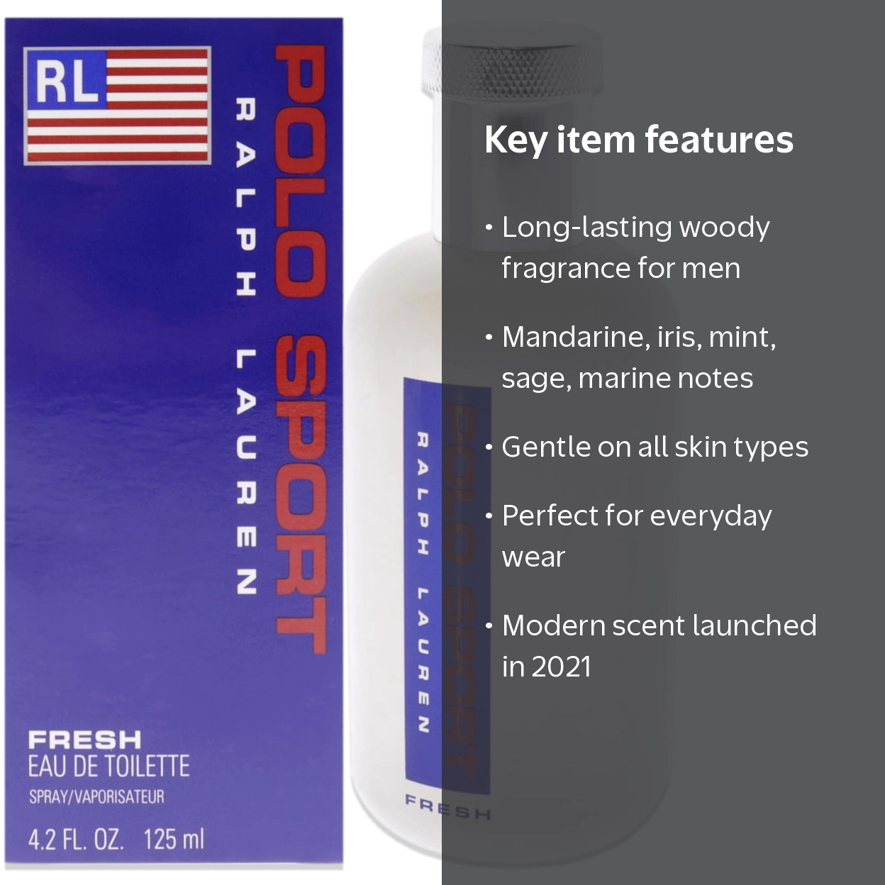 Ralph Lauren Polo Sport Fresh EDT, Mandarine, Iris, Mint, Marine