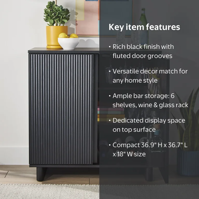 Better Homes & Gardens Lillian Fluted Bar Cabinet with Storage