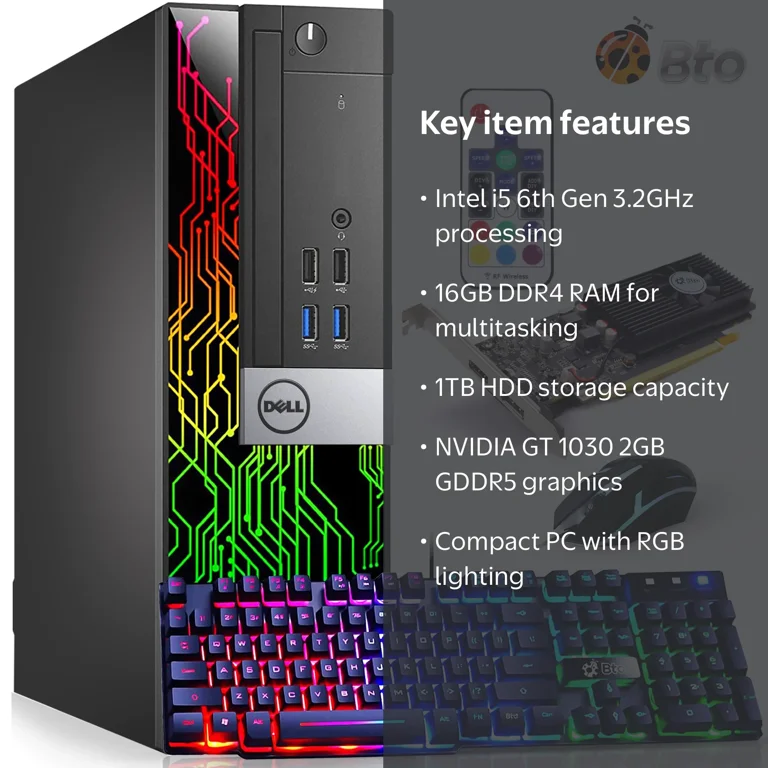 Restored BTO RGB Gaming Desktop SFF Computer PC, Intel Core i5 6th