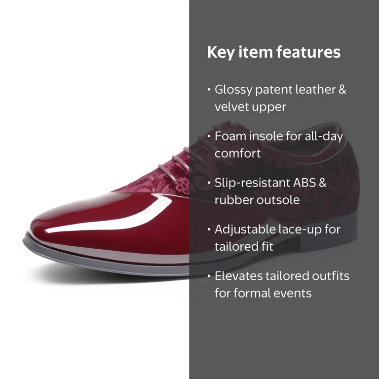 Men\'s Patent Velvet Lace-Up Oxford Dress Shoes Formal Tuxedo Amazon.com | TBDZBXT Men main image 4
