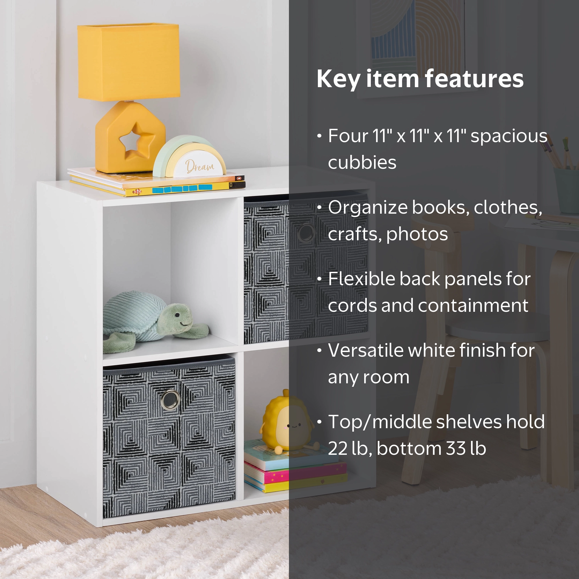 Mainstays 4 Cube Storage Organizer Bookcase, White - Walmart.com