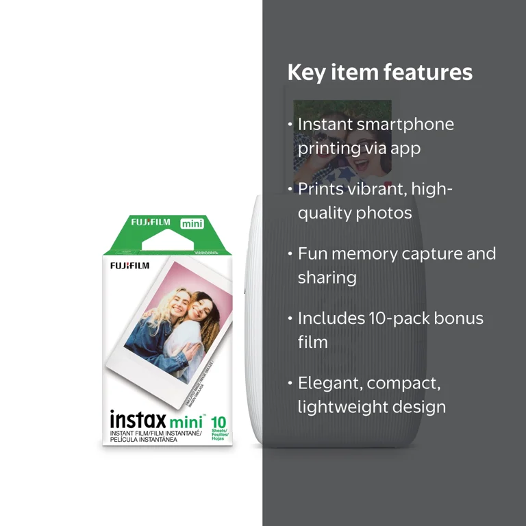 Fujifilm instax Mini Link 3 Smartphone Wireless Printer with 10
