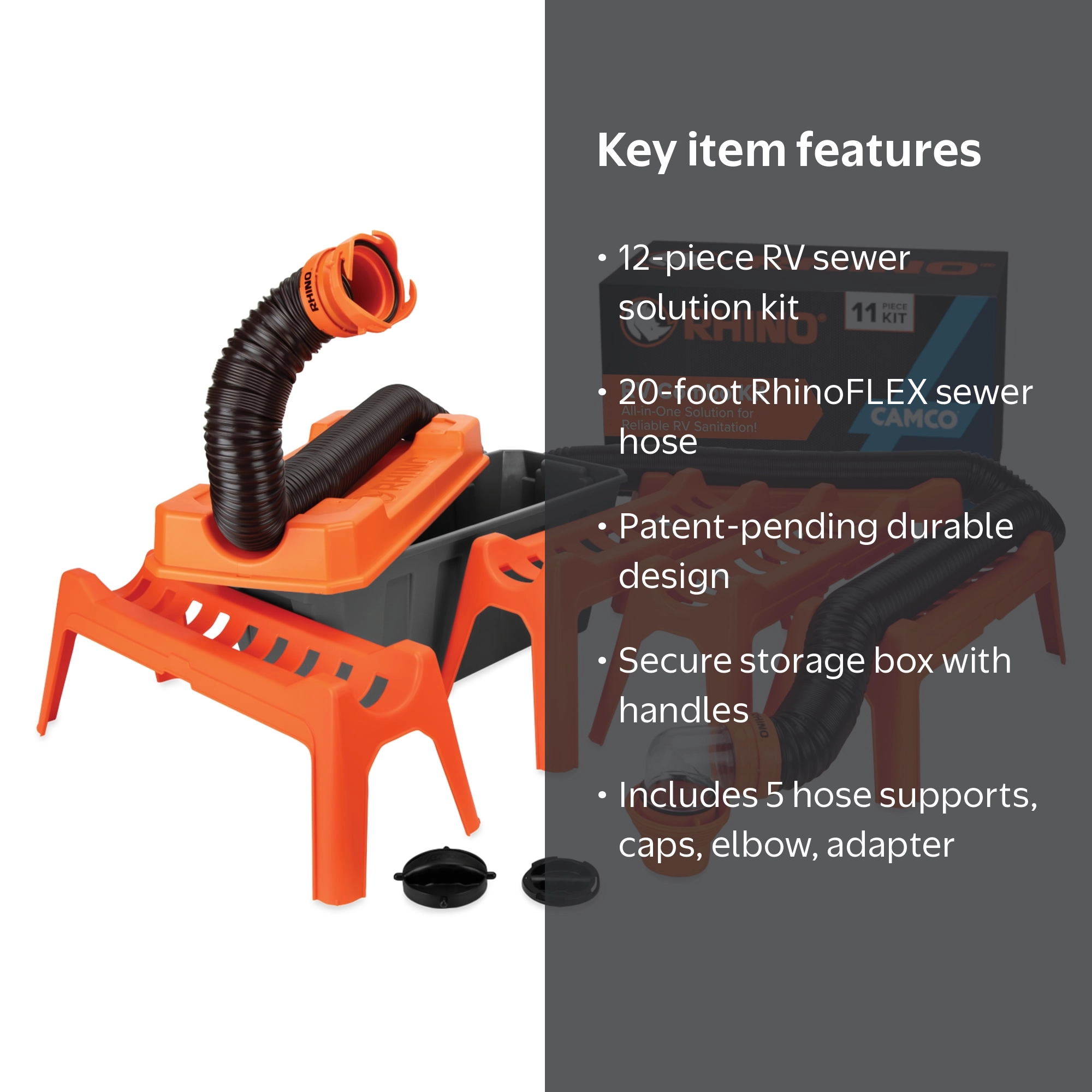 Camco, RV Sewer Kit, 12-Piece, 20 ft Sewer Hose, Orange - Walmart.com