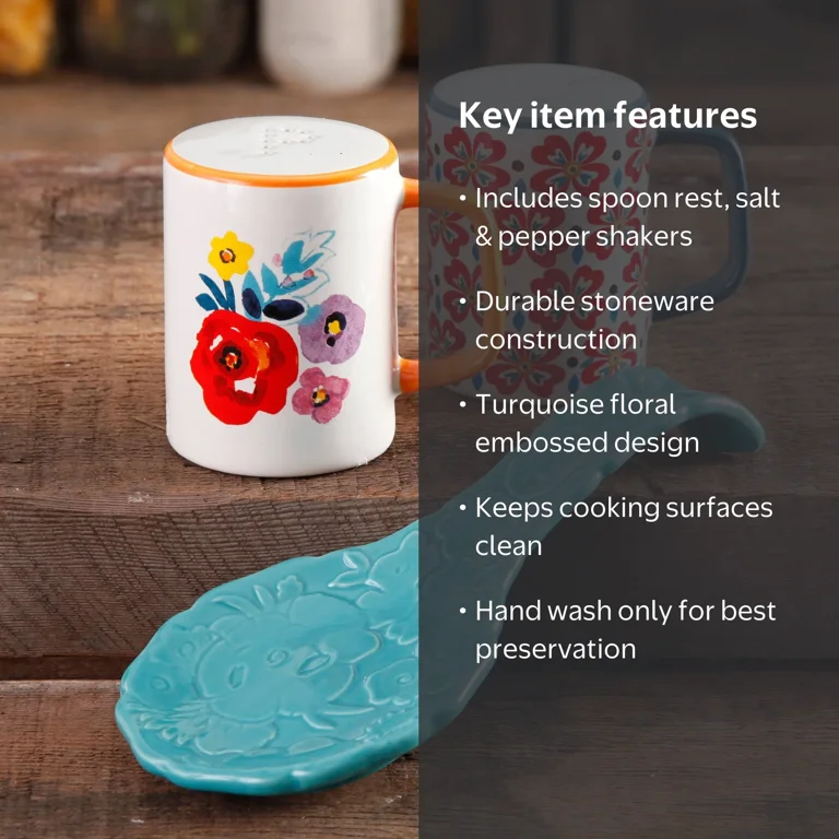The Pioneer Woman Floral Salt and Pepper Shaker Set and Turquoise