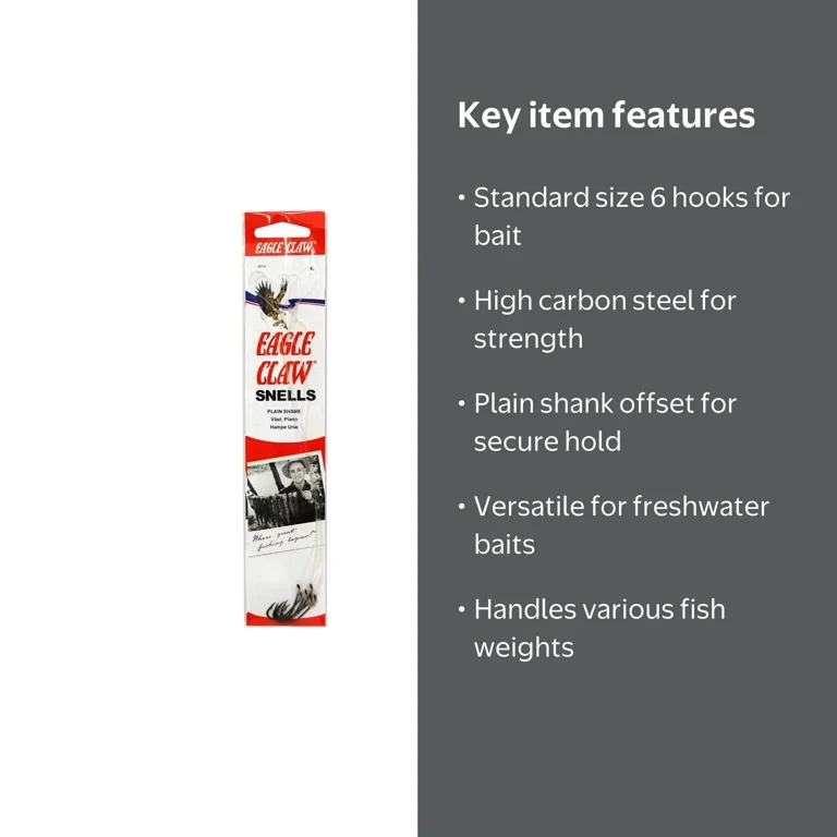 eagle claw fish hook size 6 139h-6 Baitholder Snelled Hook, Pieces (Bronze) Sports & Outdoors Eagle Claw 139Q Baitholder Hook Eagle Claw Snelled Baitholder Hooks,