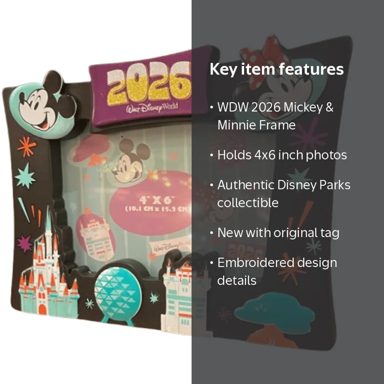 Disney Parks WDW 2026 Mickey & Minnie Mouse Picture Frame New With
