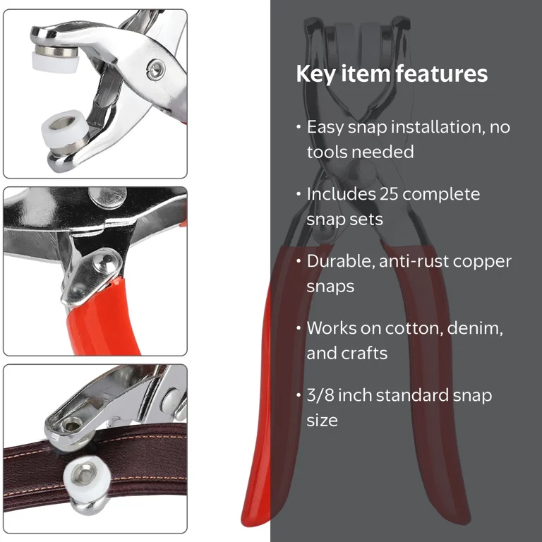 TSV, Snap Fasteners Tool Kit, 100Pcs, Silver, 3x15cm - Walmart.com