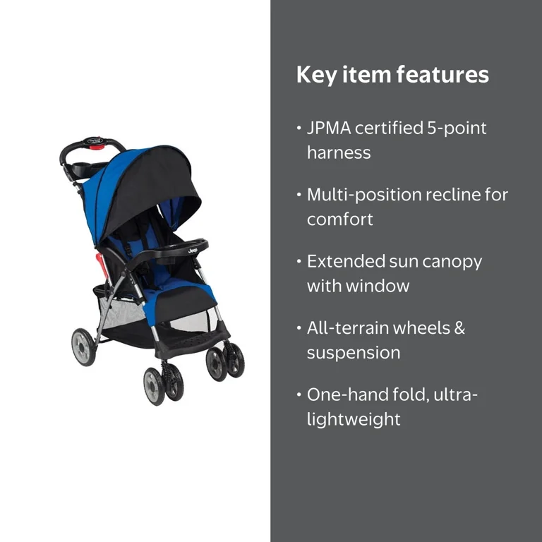 Jeep Cherokee Sport Baby Stroller with Parent Tray, Cobalt Blue