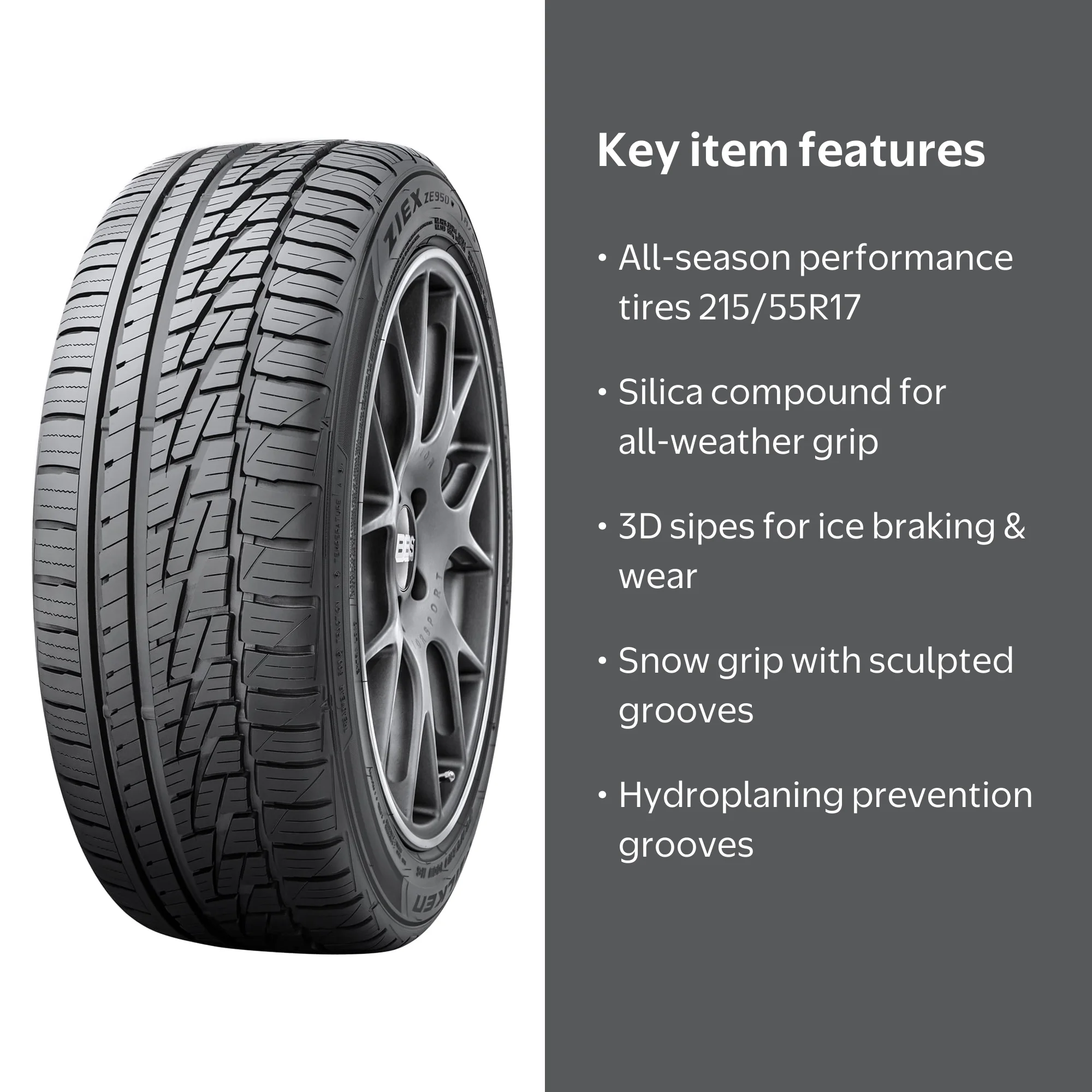 Falken Ziex ZE950 A/S UHP All Season 215/55R17 94W Passenger Tire