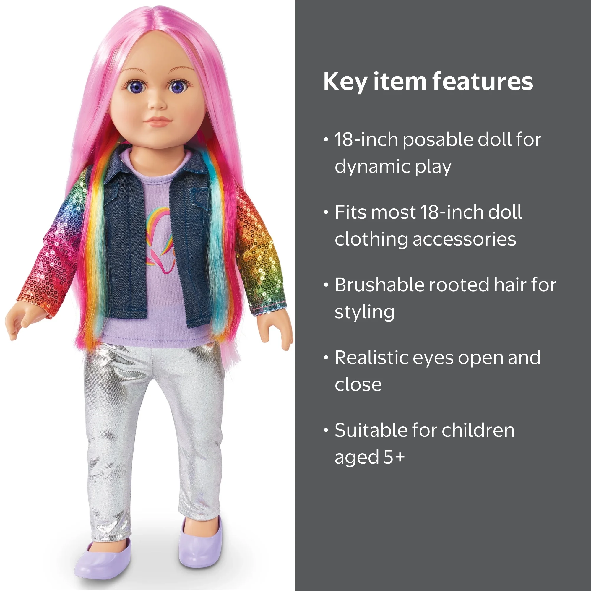 My Life As Amora Hairstylist Posable 18-inch Doll, Pink Hair