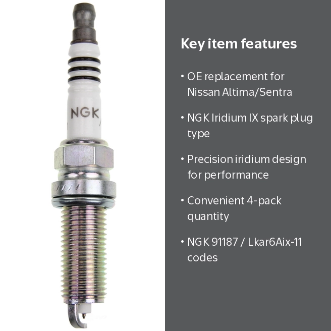 Ngk 91187 - Iridium Ix Spark Plug Fits select: 2007-2013 NISSAN