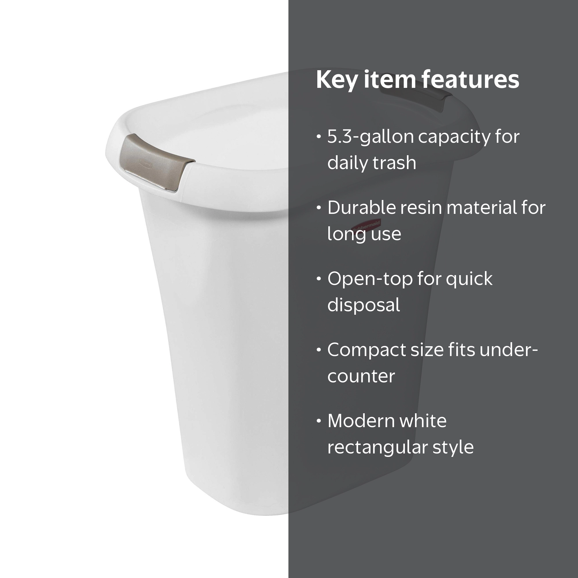 Rubbermaid, Waste Basket, 5.3 Gallon, White Plastic - Walmart.com