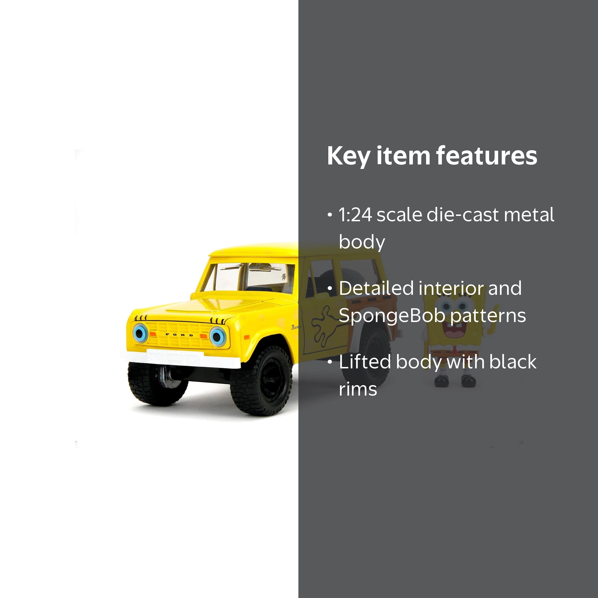 Jada Toys 1:24 Die-Cast Vehicle 1972 Ford Bronco + SpongeBob