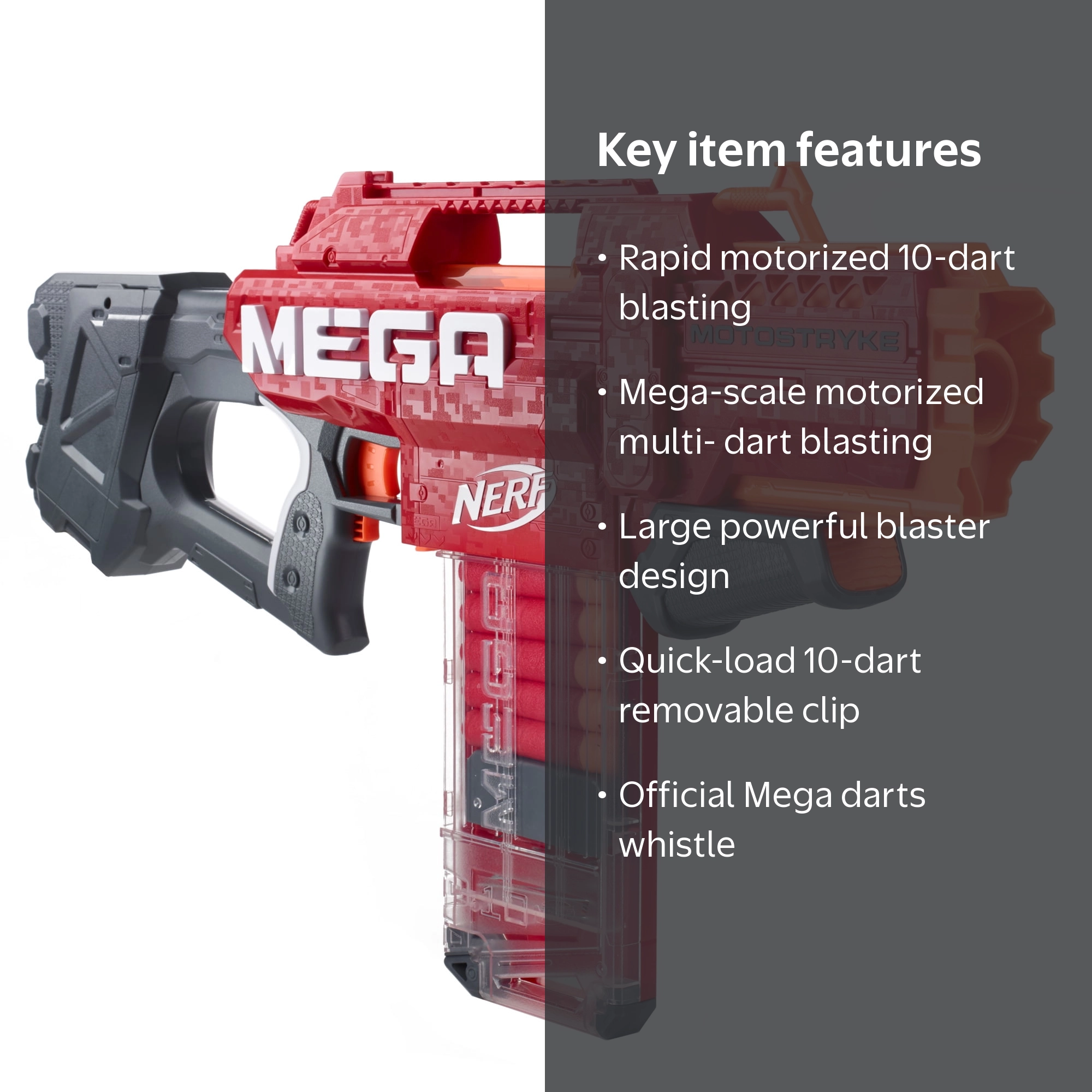 Nerf Mega Motostryke Rapid Motorized 10-Dart Blaster with Official