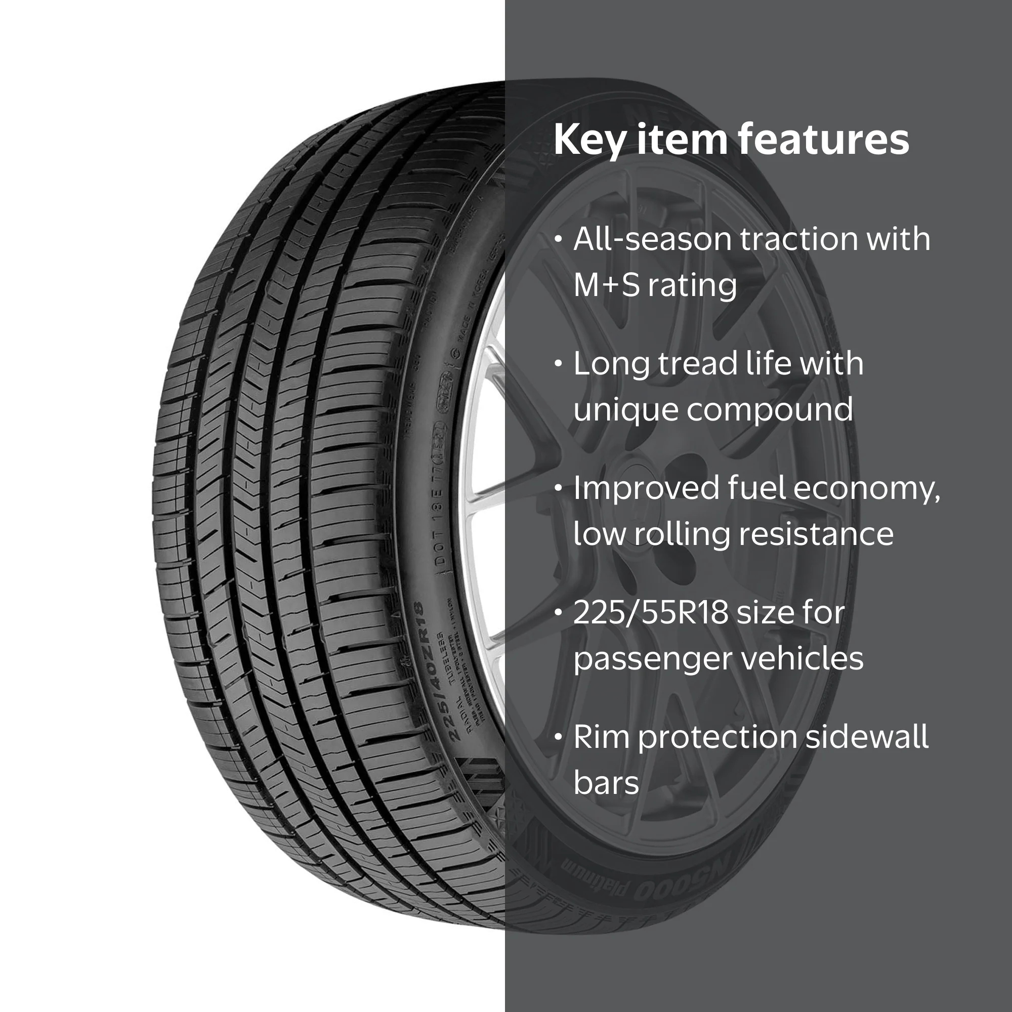 Nexen N5000 Platinum All-Season Passenger Tire 225/55R18 98V, M+S