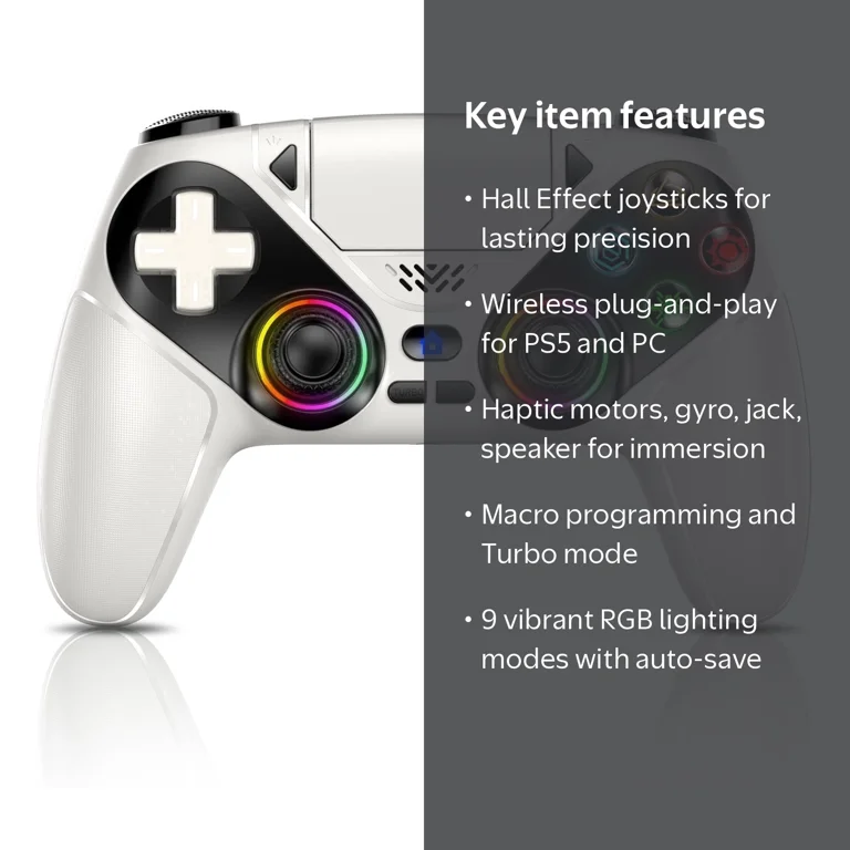 Bonadget Wireless Controller for PS5, Dual Vibration, Macro Turbo