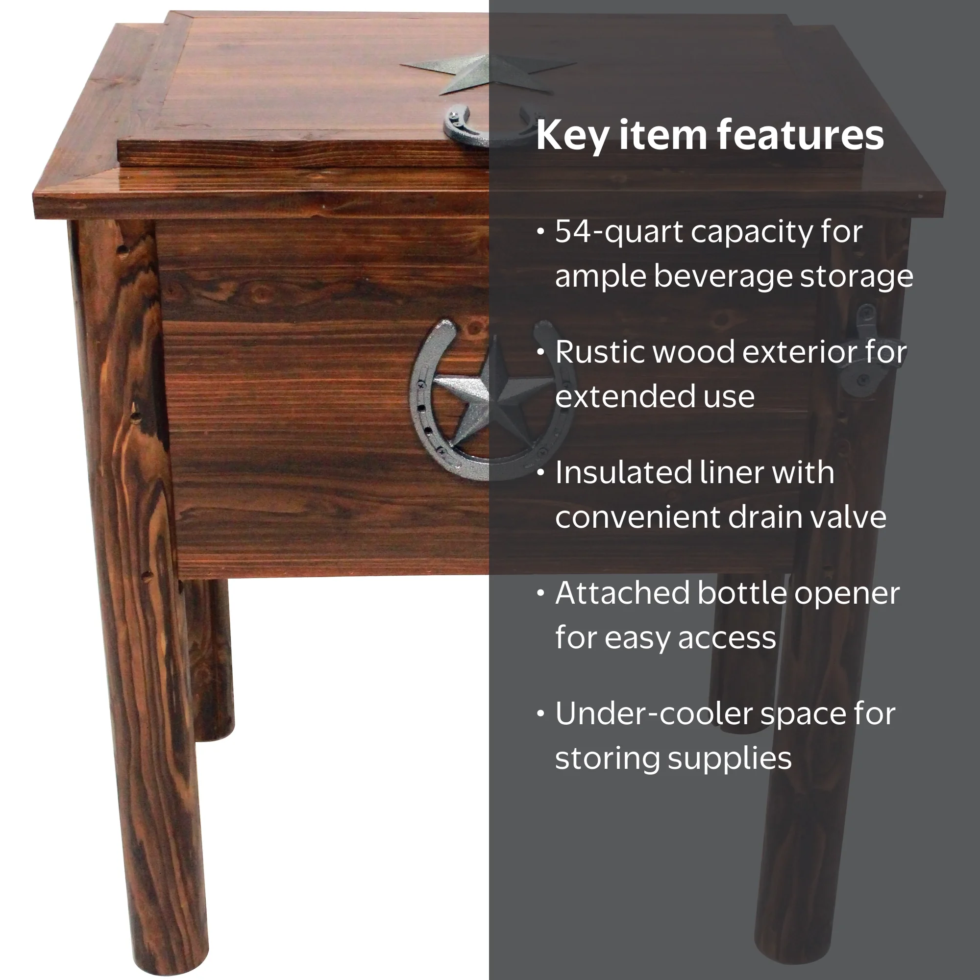 Leigh Country, Char-log Wood Outdoor Cooler, 54 Qt, Brown