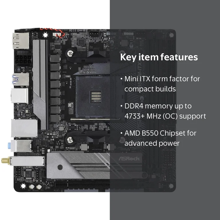 【値下げ】B550M-ITX/ac ASRock B550M-ITX/AC Mini ITX AMD Motherboard, SATA 6Gb/s, supports