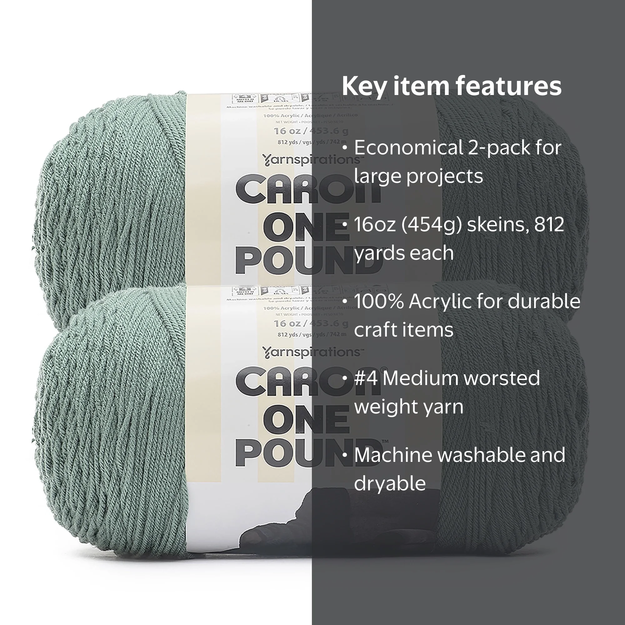 Caron® One Pound™ #4 Medium Acrylic Yarn, Hosta 16oz/454g, 812
