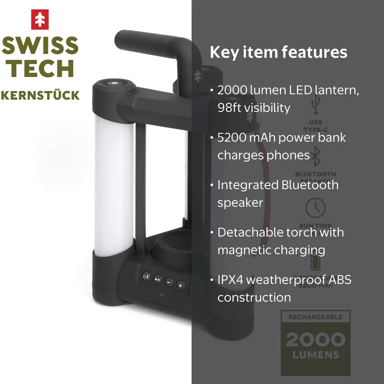 Free Shipping! Swiss Tech LED Lantern, 2000 Lumen Rechargeable