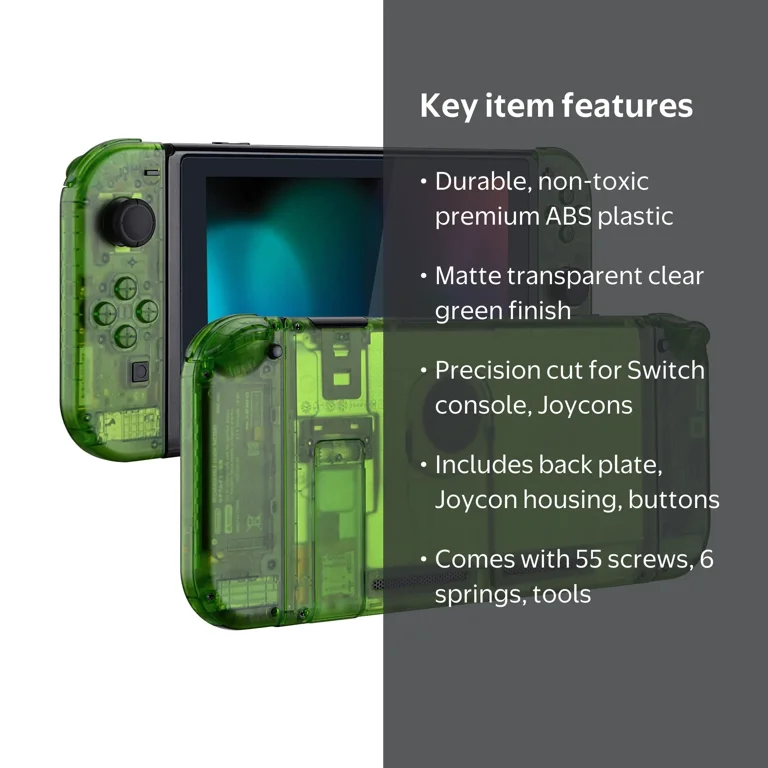 eXtremeRate Transparent Clear Green Back Plate for Nintendo Switch