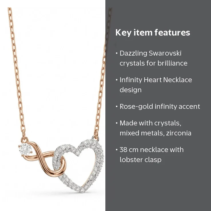 Swarovski, Necklace, White Crystal Infinity Heart Pendant