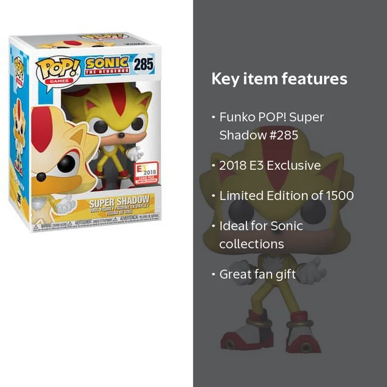 Funko POP! Super Shadow Figure #285, Sonic the Hedgehog Game, E3