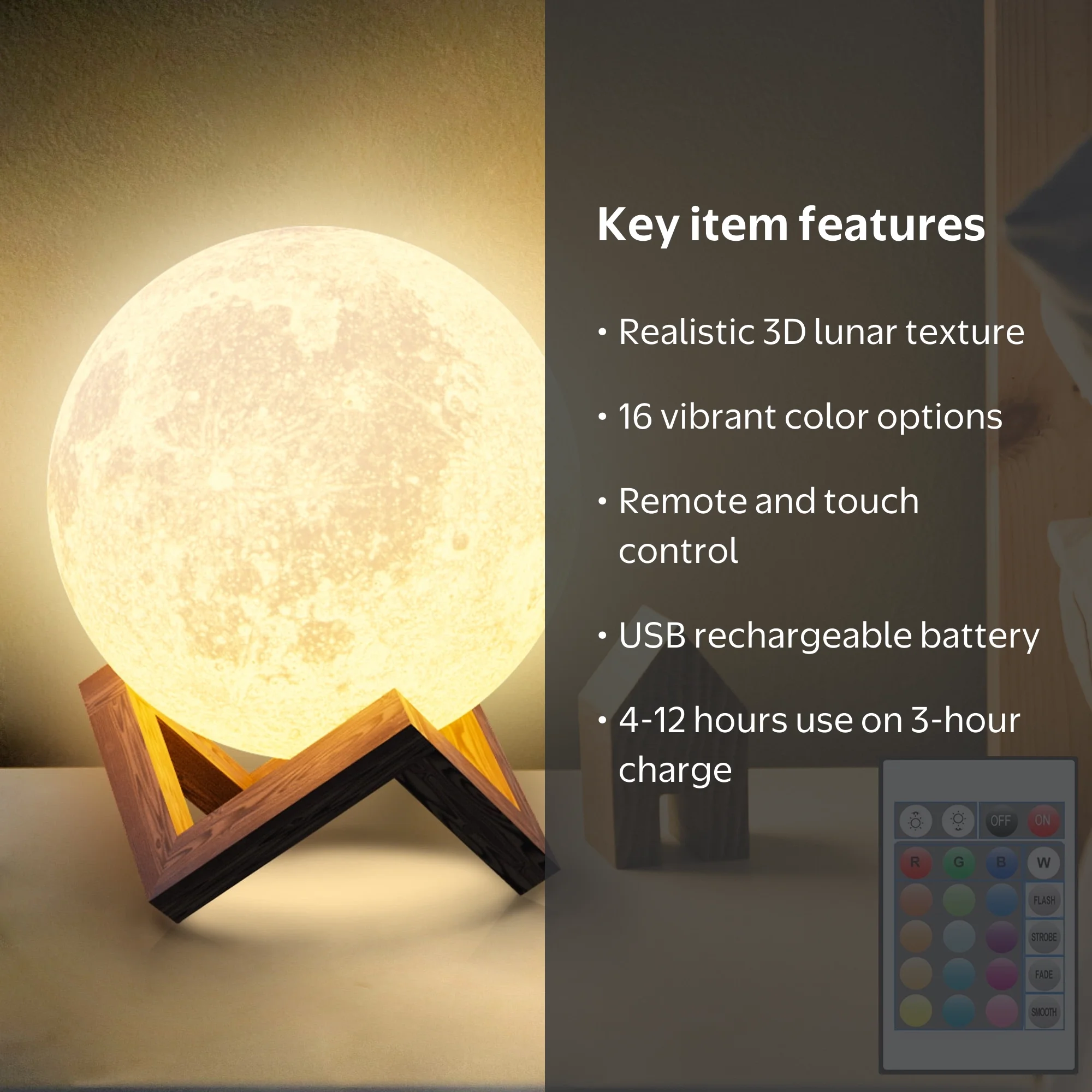 DAYBETTER Moonlight Night Light for Kids Adults, 4Inch/3D Printing