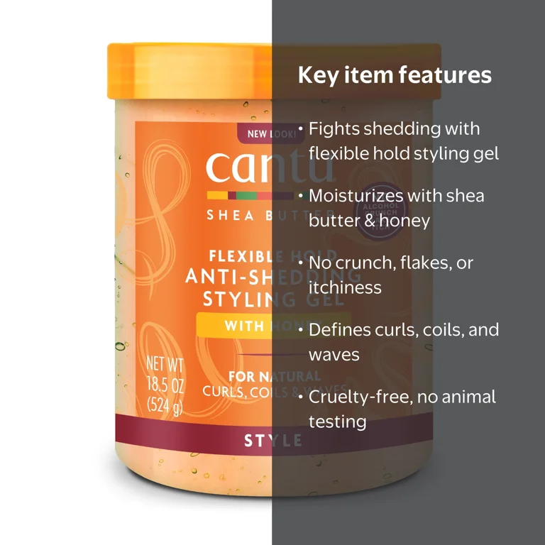 Cantu Hair Care Flexible Hold Anti-Shedding Styling Gel with Honey