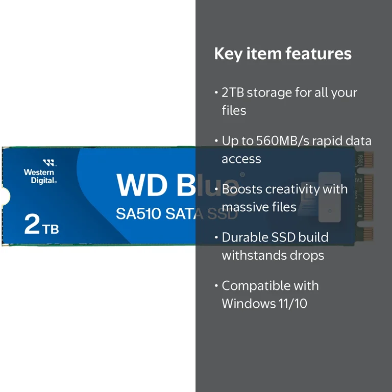WD, Western Digital 2TB WD Blue SA510 SATA SSD, M.2 2280 - Walmart.com