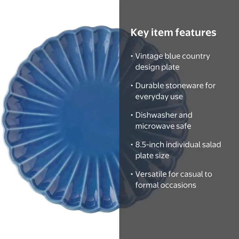 The Pioneer Woman Colette Stoneware Salad Plate Blue 8.5 inch