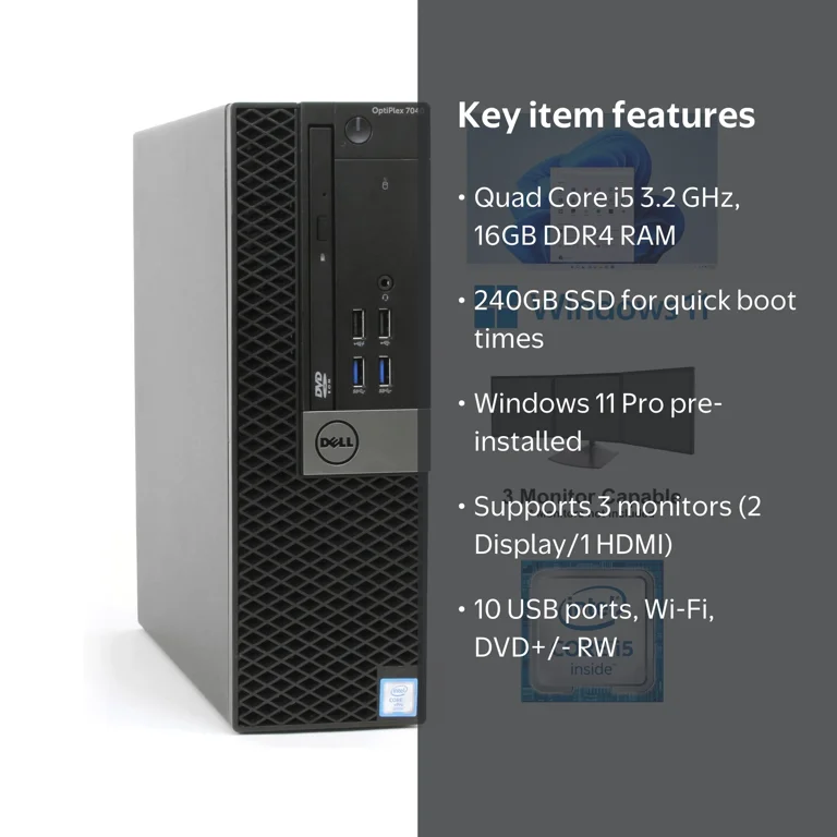 Dell OptiPlex 7040 SFF Core i5, 16GB RAM, 240GB SSD, WiFi, HDMI