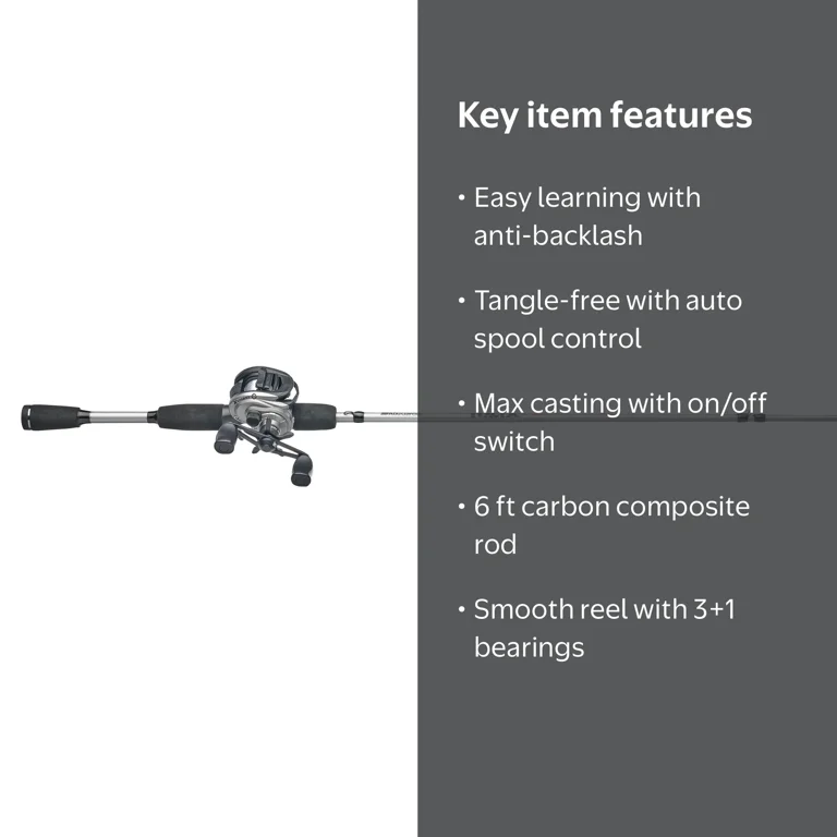 Abu Garcia Max EZ Cast Baitcast Fishing Combo, 6' Medium Rod