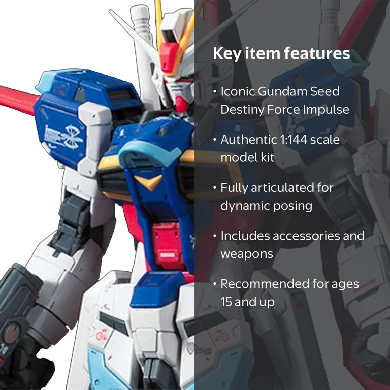 BANDAI HOBBY, Model Kit, Gundam Seed Destiny Force Impulse RG
