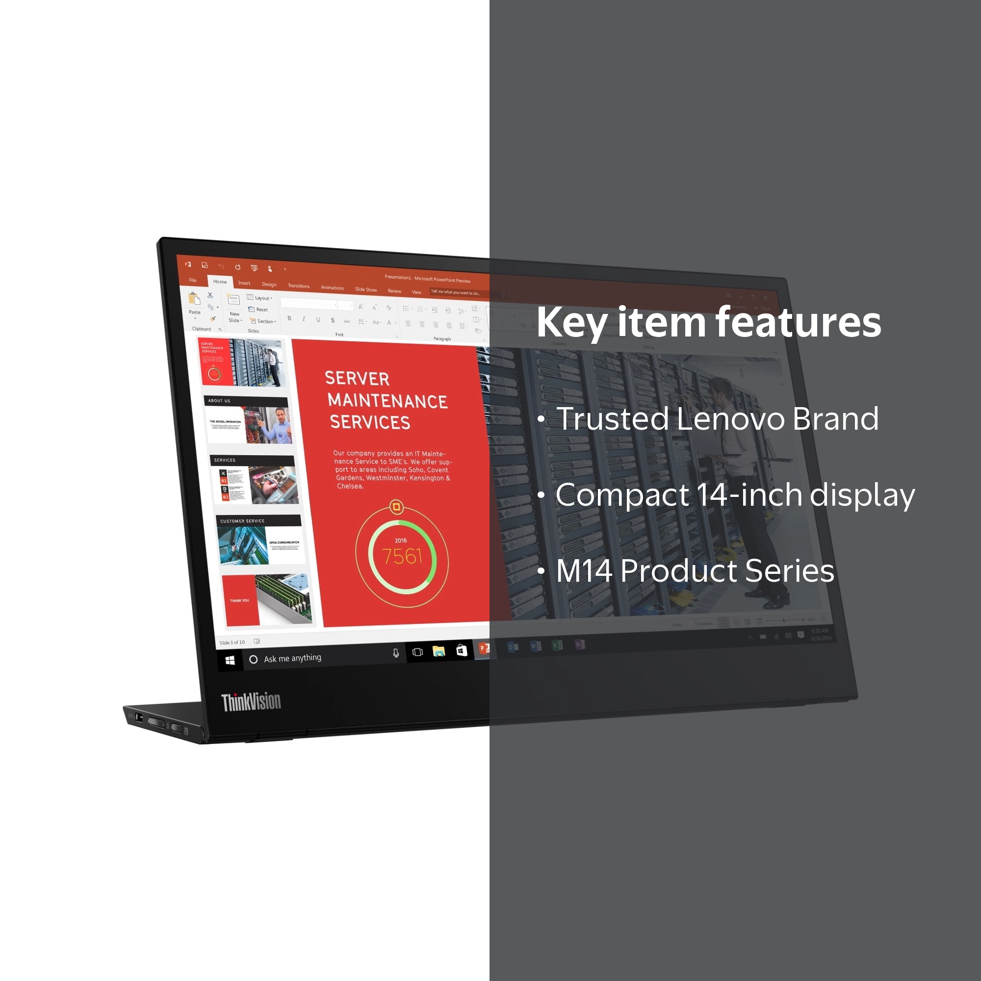 Lenovo ThinkVision M14 Monitor - 14