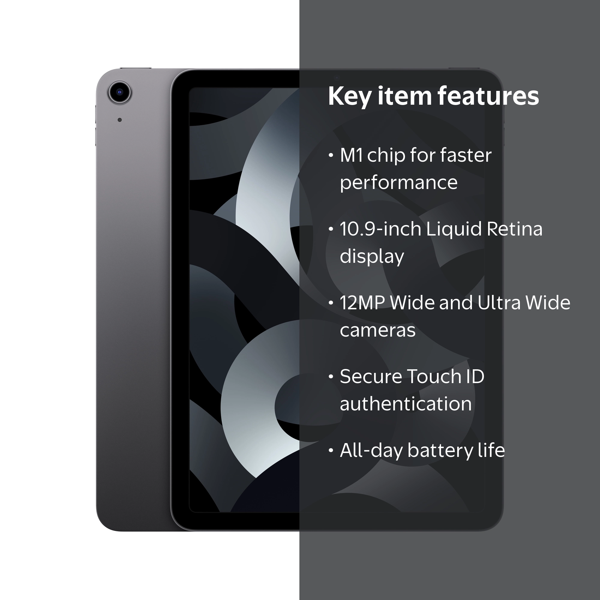 Apple, 10.9-inch iPad Air Wi-Fi 64GB, Space Gray, 5th Generation
