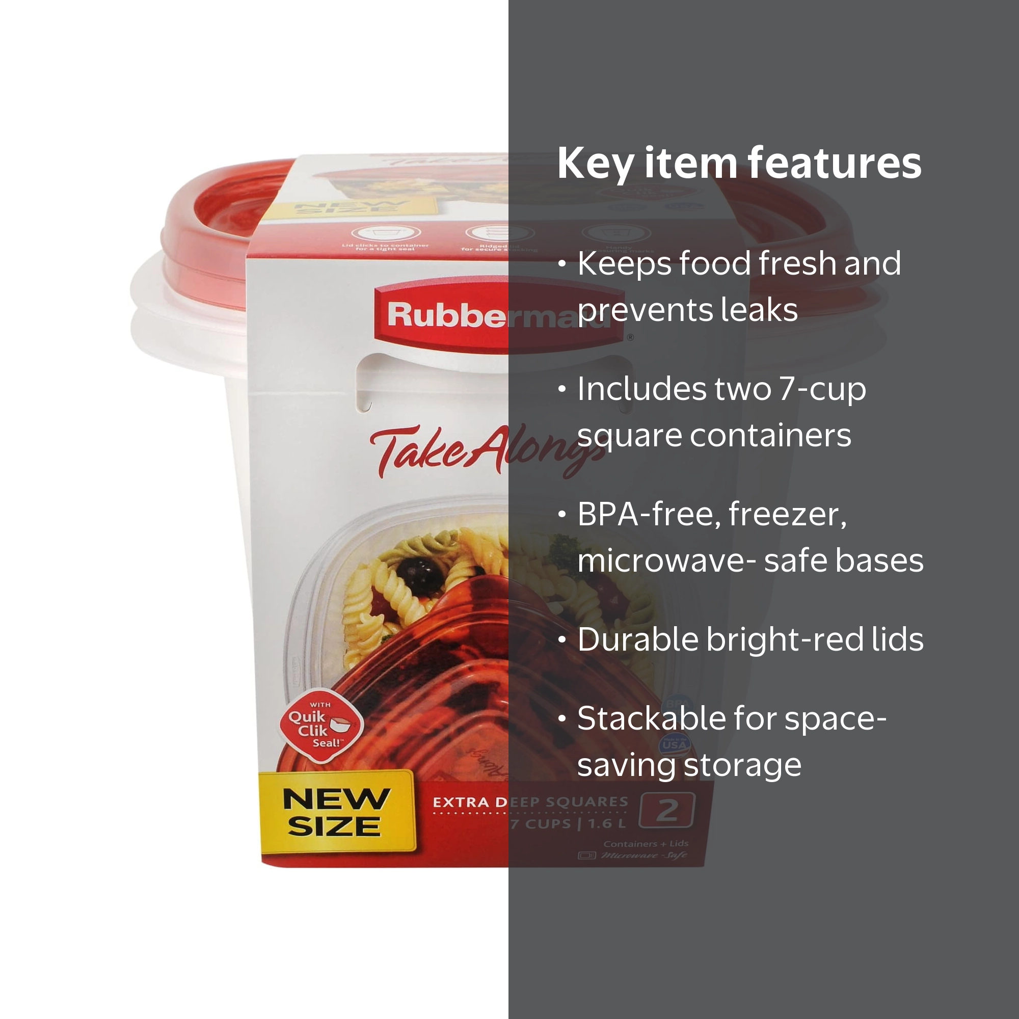 Rubbermaid TakeAlongs Food Storage Containers with Top Lids, Set