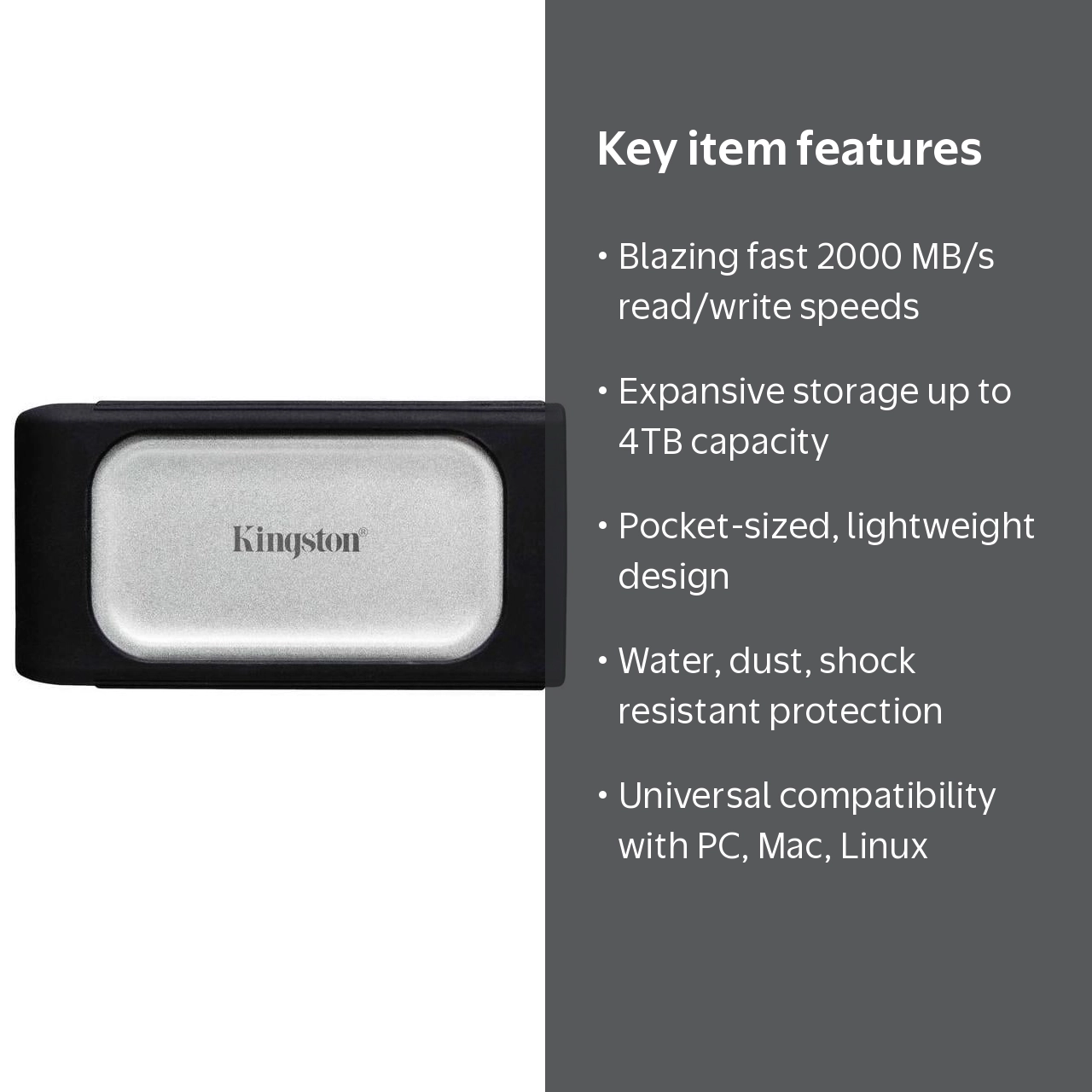 Kingston External SXS2000 4TB USB 3.2 Gen 2x2 Type-C 3D NAND Solid