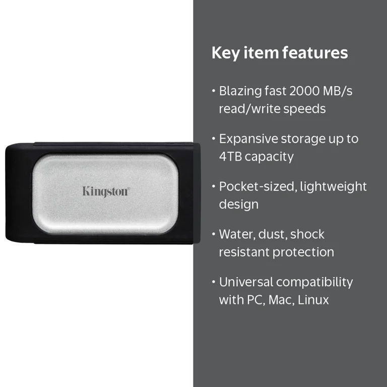 Kingston External SXS2000 4TB USB 3.2 Gen 2x2 Type-C 3D NAND Solid