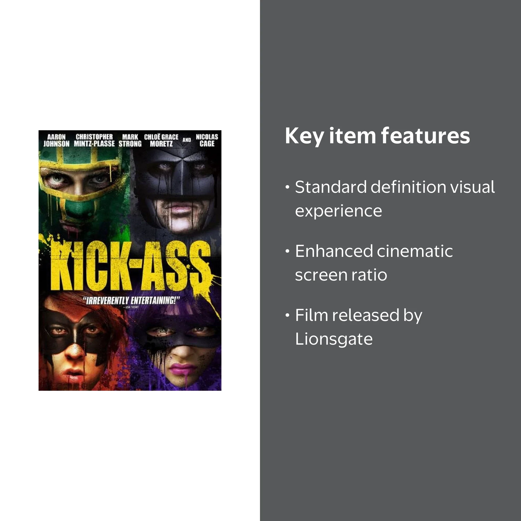 Lionsgate's Kick-Ass (DVD) Widescreen - Real-life Superhero, Crime