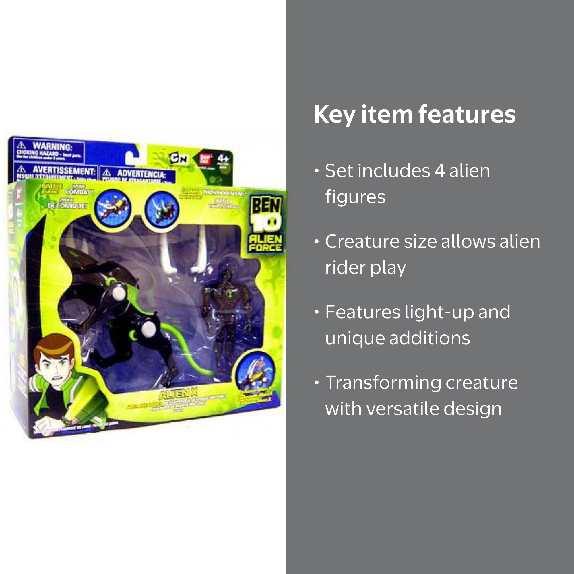 Ben 10 Alien Creatures, Alien X Action Figure Set, Glows in the