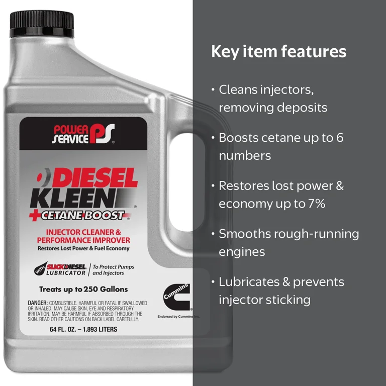 Power Service, Diesel Kleen +Cetane Boost, 64 oz, Injector Cleaner