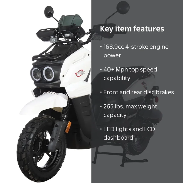 X-Pro Tank 200 Gas Moped Adult Gas Moped Scooter with 12